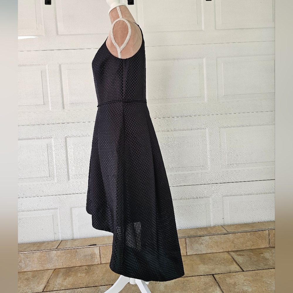 Aidan Mattox Black Textured High Low Cocktail Dress Party Evening Size 6 - Picture 4 of 14